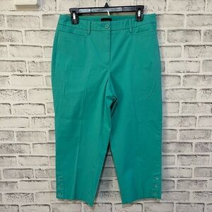 Women’s Talbots green blue teal perfect skimmer curvy crop casual pants 6